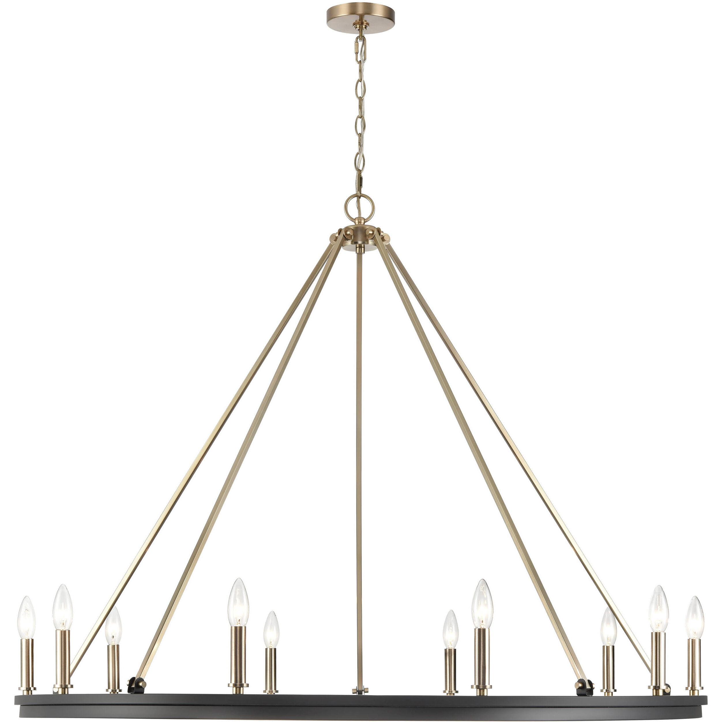 Carruth 10 Light 45 inch Matte Black/Modern Gold Chandelier Ceiling Light